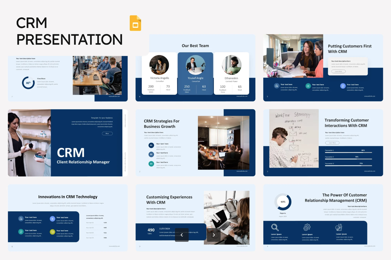2025最新CRM报告PPT模板商务风可编辑动态图表CRM Report-演示喵HUB