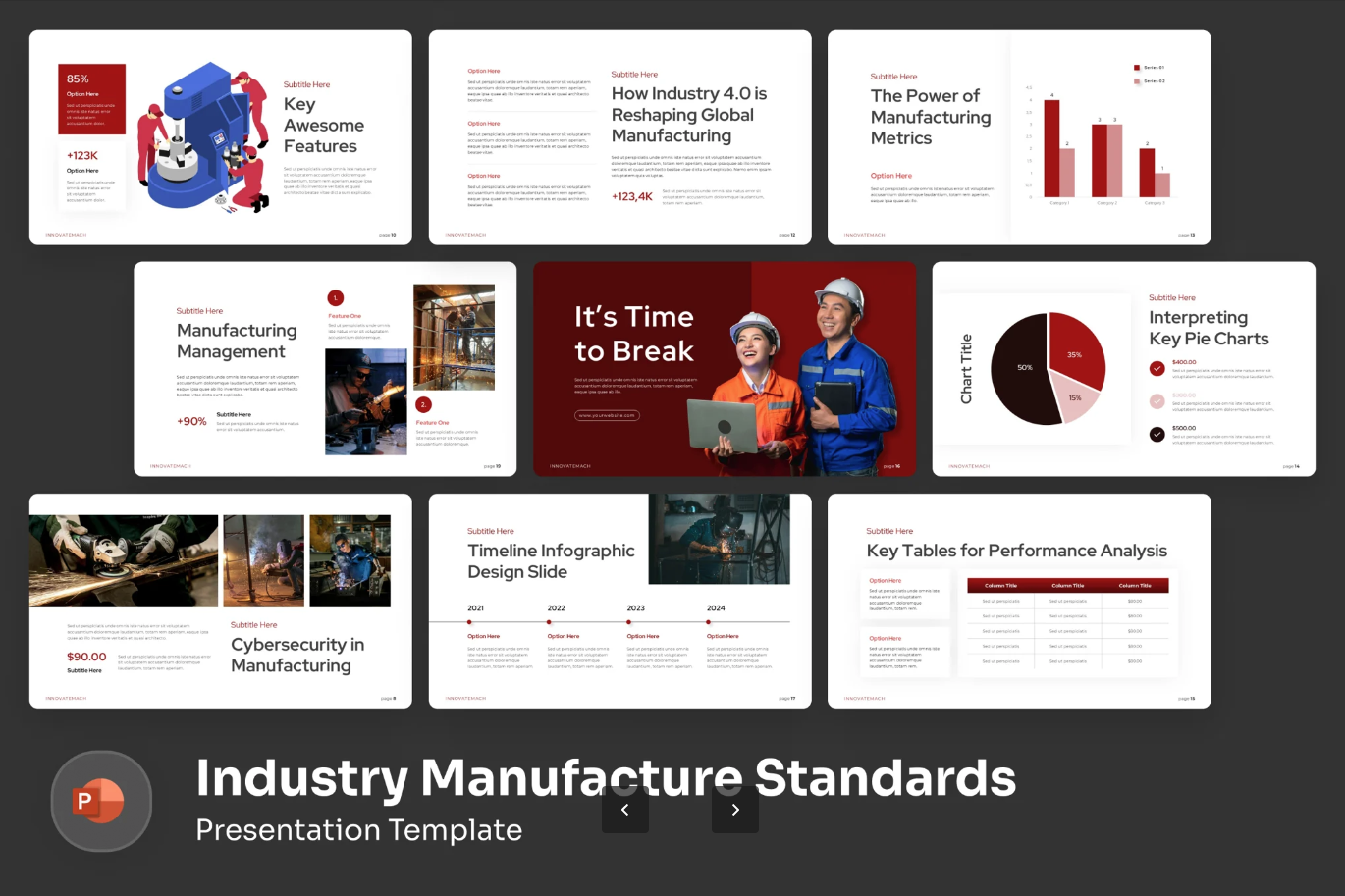 工业制造业标准PPT模板高端商务风动态可编辑演示课件Industry Manufacture Standards Presentation-演示喵HUB