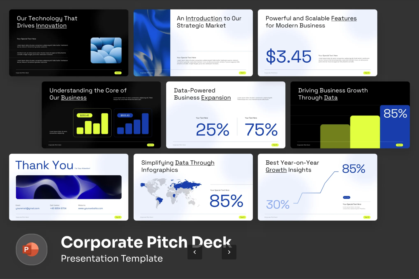 2025高端企业路演PPT模板动态可编辑商务融资计划书极简风Corporate Pitch Deck-演示喵HUB
