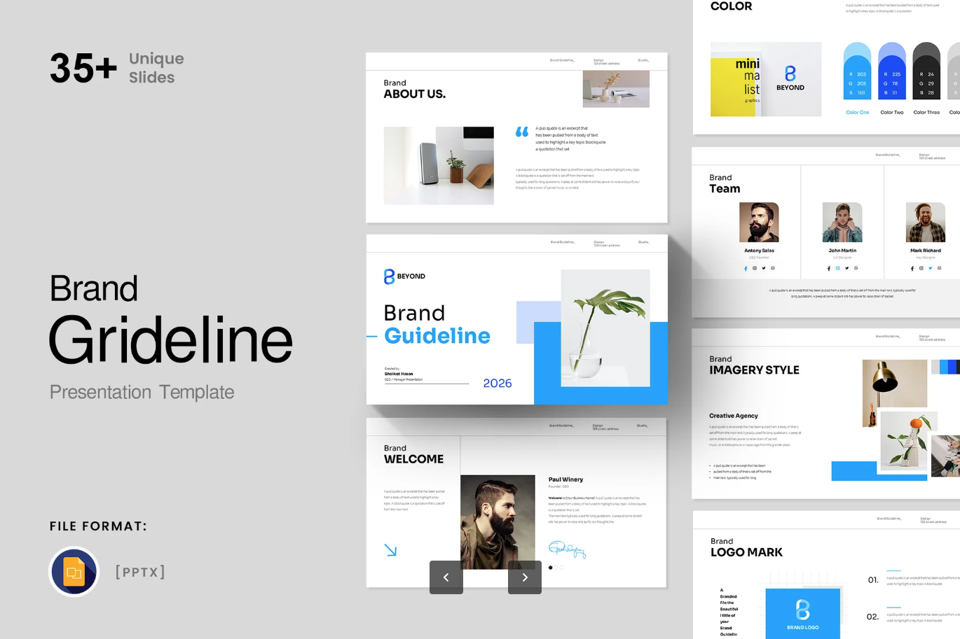 Brand Gridline商务PPT模板高级感可编辑Google幻灯片企业级扁平化设计Brand Gridline Google Slides Presentation Template-演示喵HUB