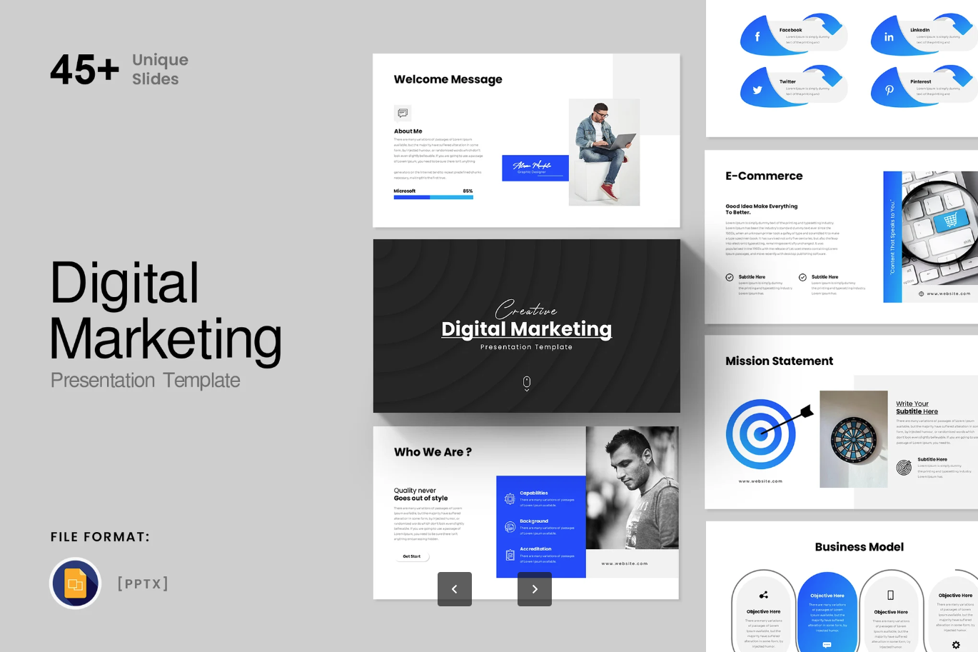 Google Slides数字营销PPT模板高级感可编辑动态商务汇报专用Digital Marketing Google Slides Presentation-演示喵HUB