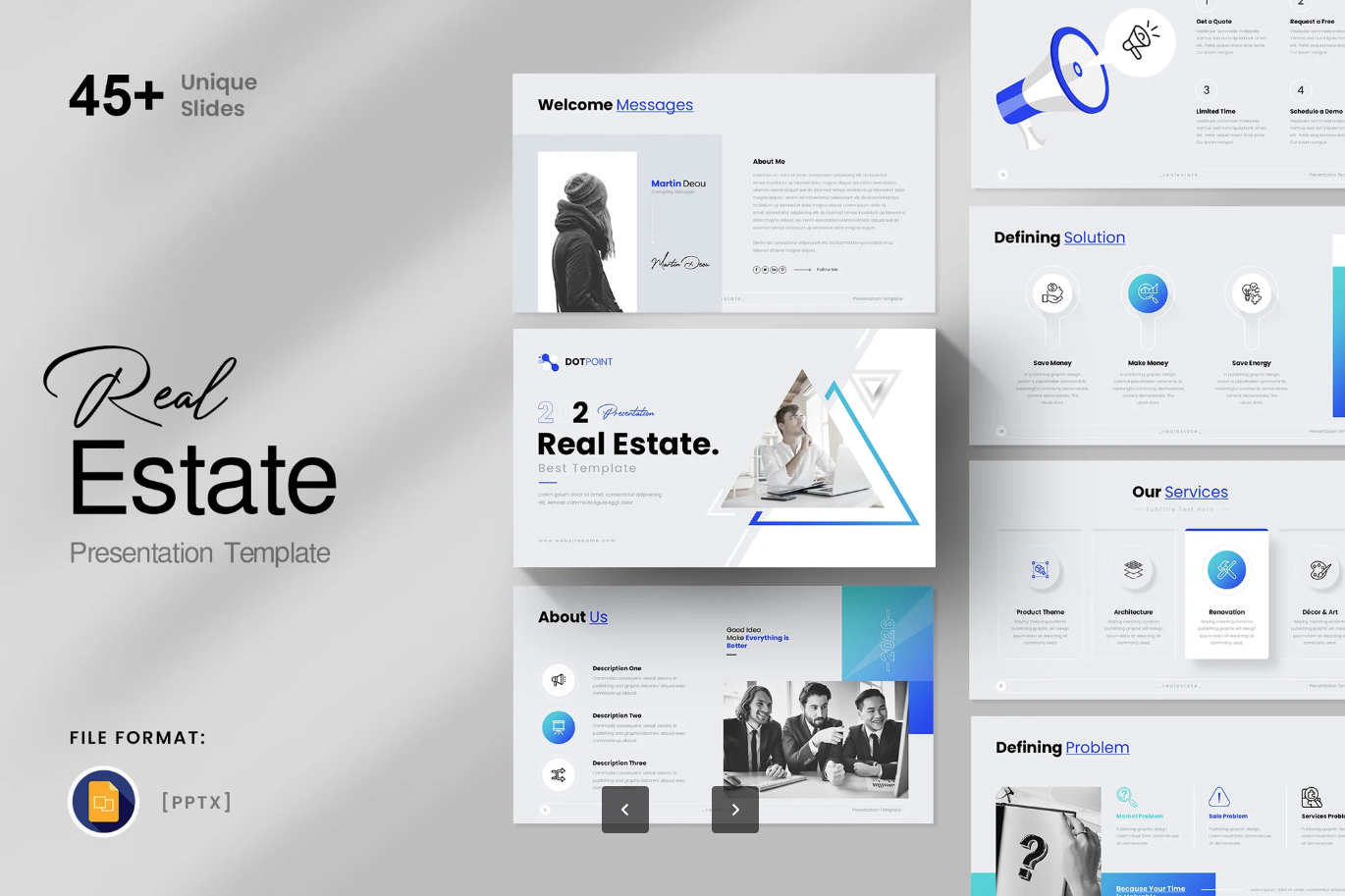 高端房地产商务风PPT模板Google幻灯片2024可编辑Real-Estate Google Slides Presentation Template-演示喵HUB
