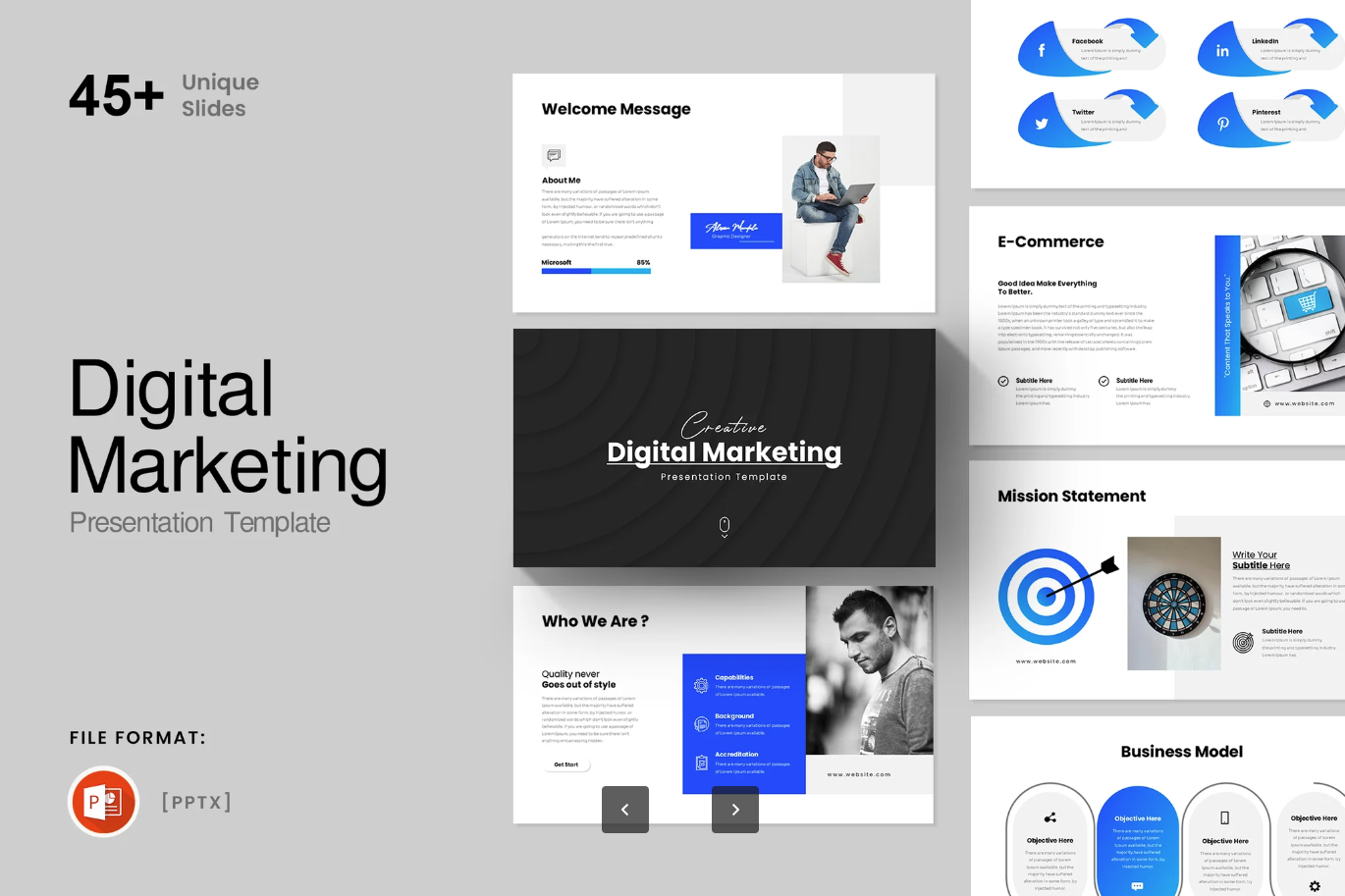 数字营销PPT模板高级商务可编辑动态创意极简设计一键套用Digital Marketing PowerPoint Presentation Template-演示喵HUB