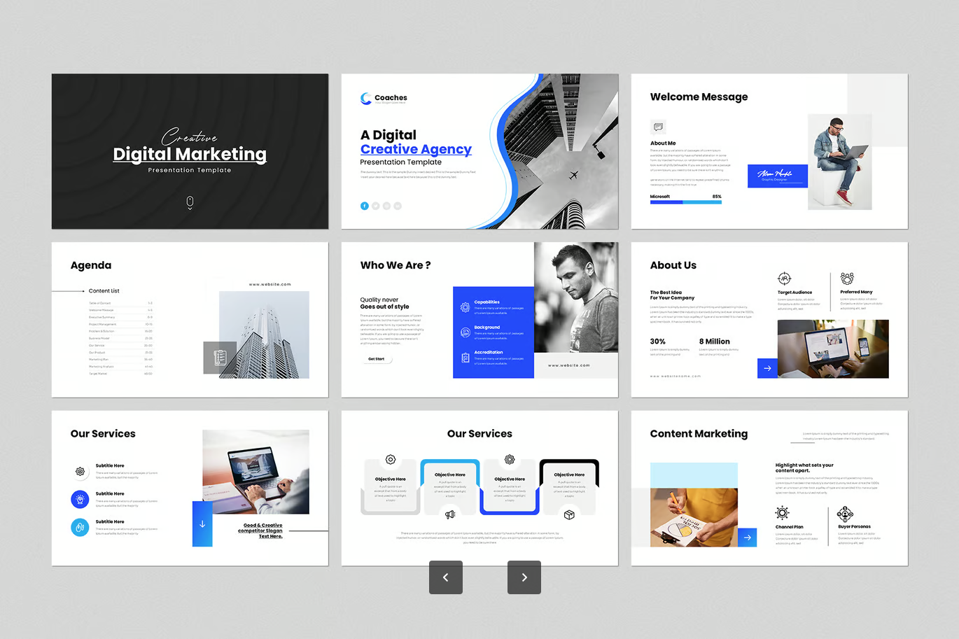 数字营销PPT模板高级商务可编辑动态创意极简设计一键套用Digital Marketing PowerPoint Presentation Template-演示喵HUB