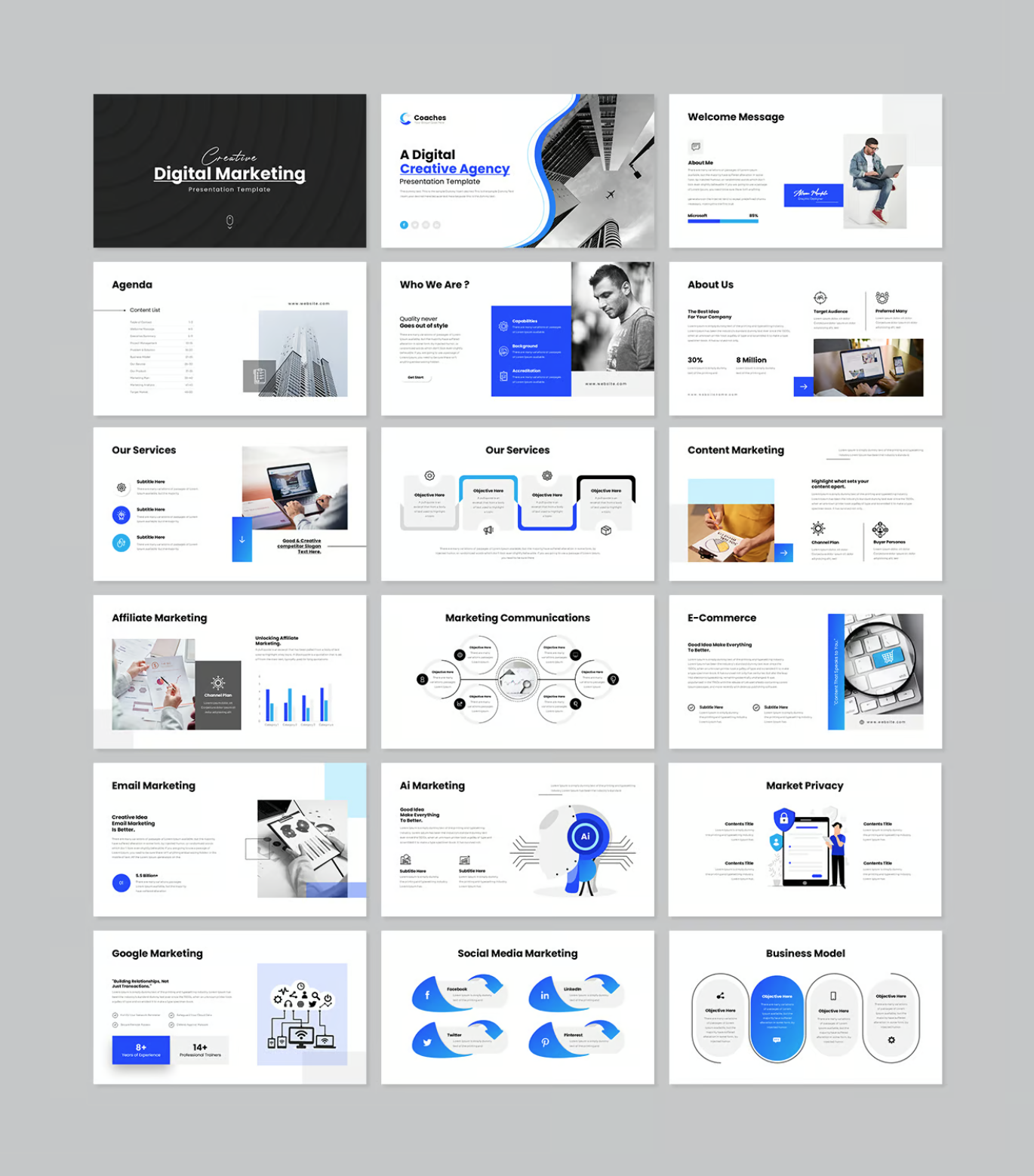 数字营销PPT模板高级商务可编辑动态创意极简设计一键套用Digital Marketing PowerPoint Presentation Template-演示喵HUB