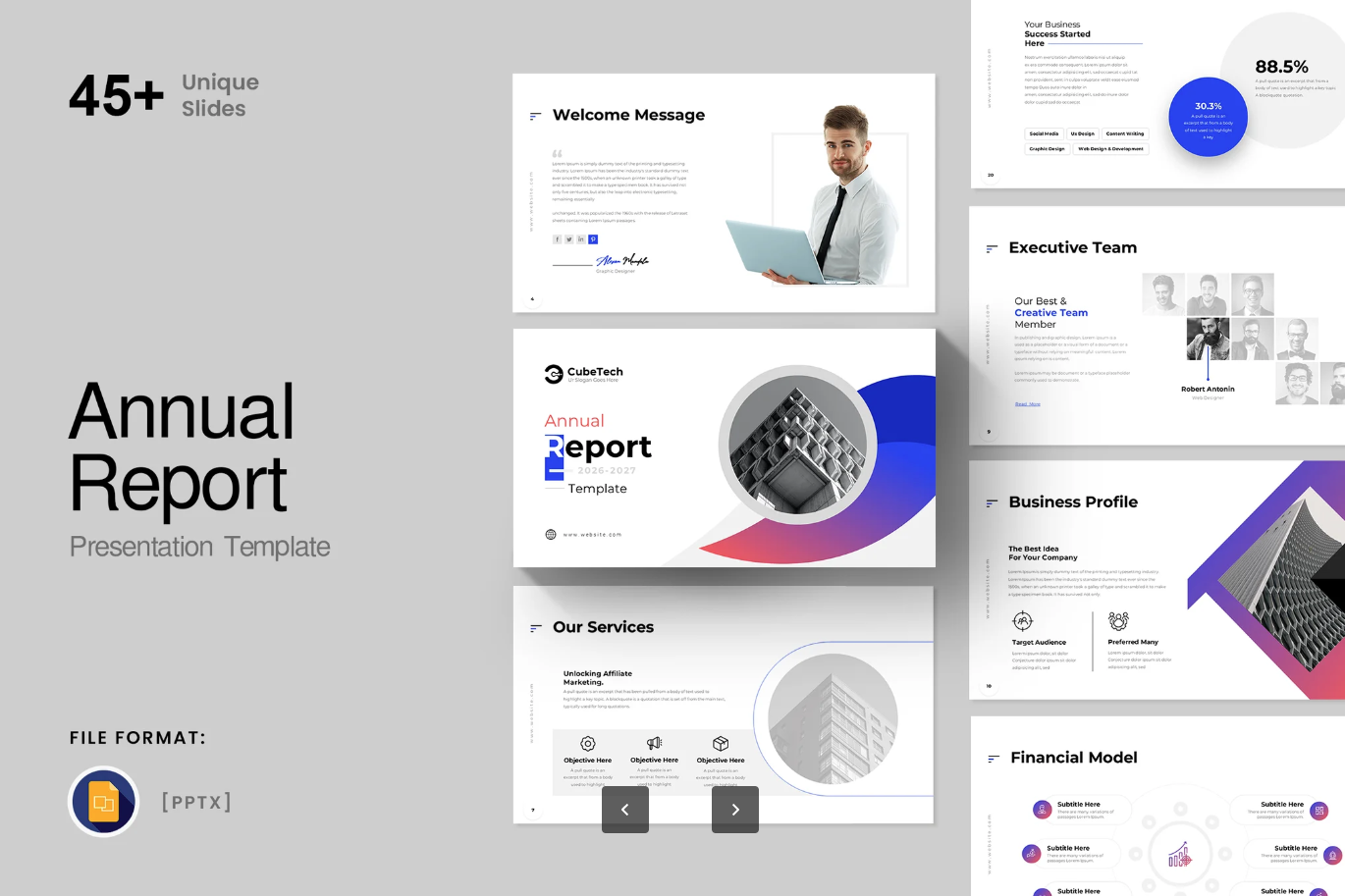 2025年度报告PPT模板商务风Google Slides可编辑动态演示文稿Annual Report Google Slides Presentation Template-演示喵HUB