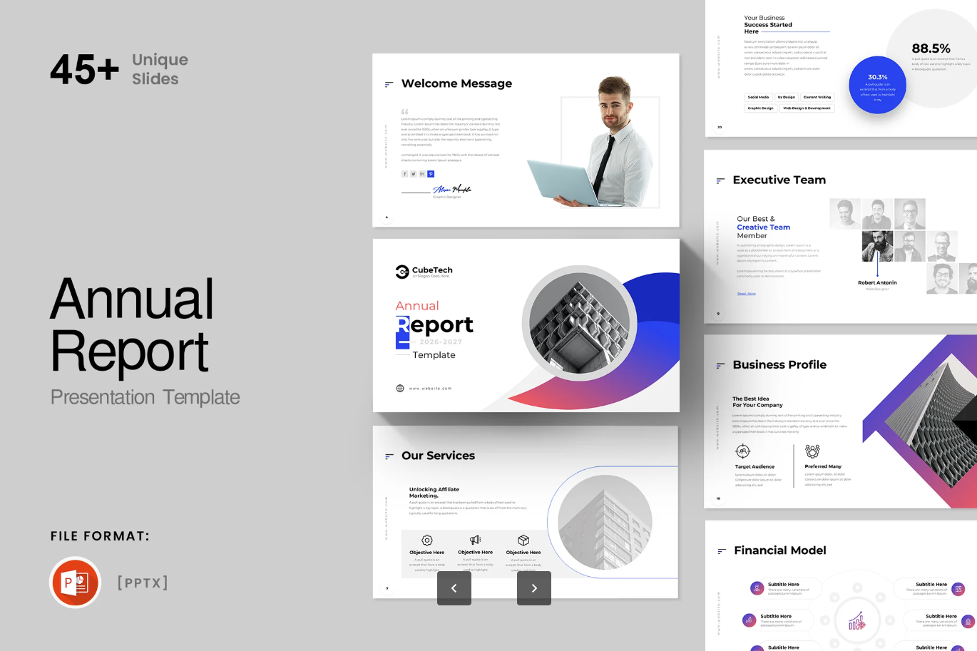 高端年度报告PPT模板商务汇报可编辑工作总结演示素材Annual Report PowerPoint Presentation Template-演示喵HUB