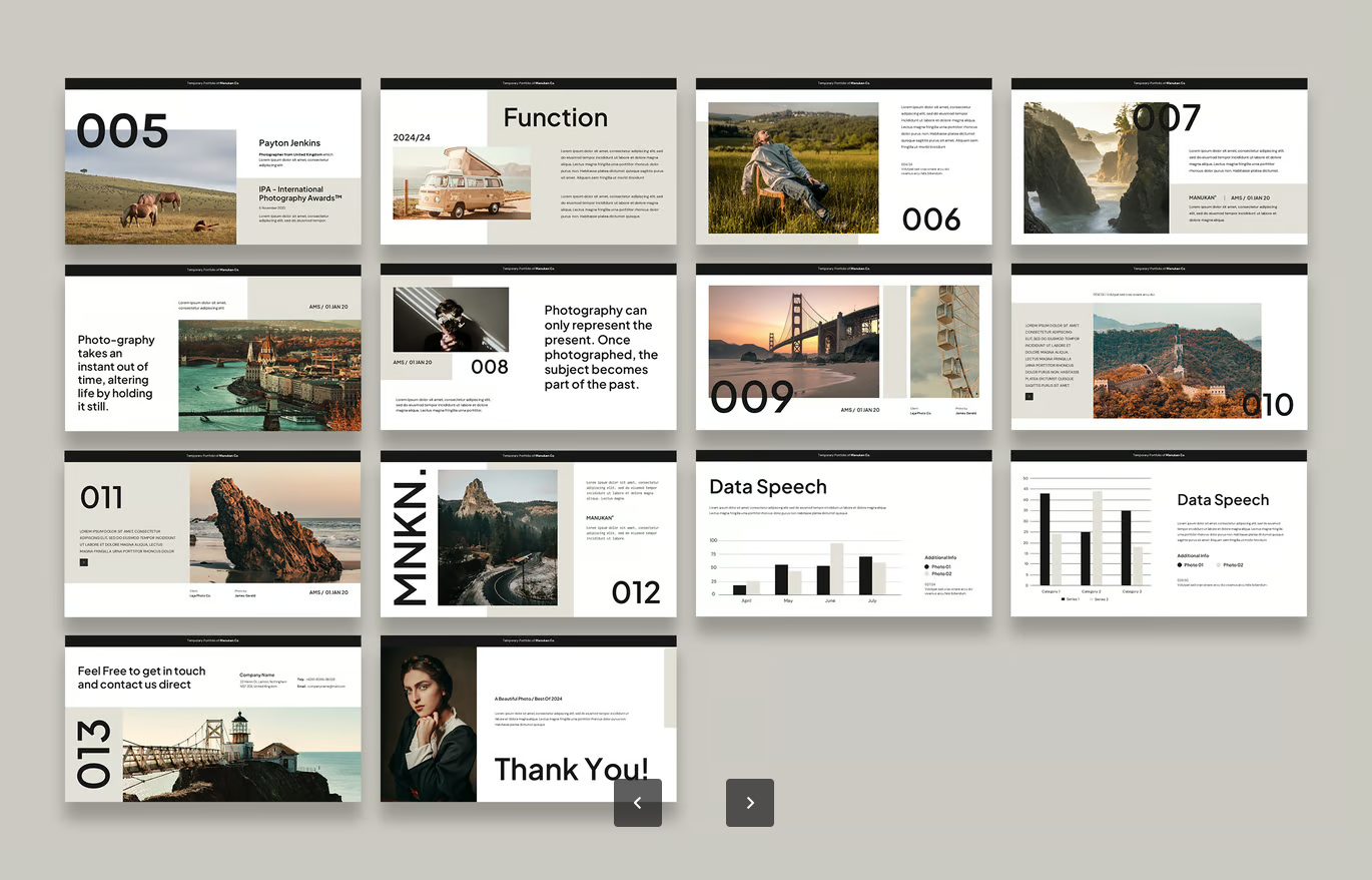 PPT模板现代创意作品集展示高级感可编辑商务简约多用途Manukan - Modern Creative Portfolio Presentation-演示喵HUB