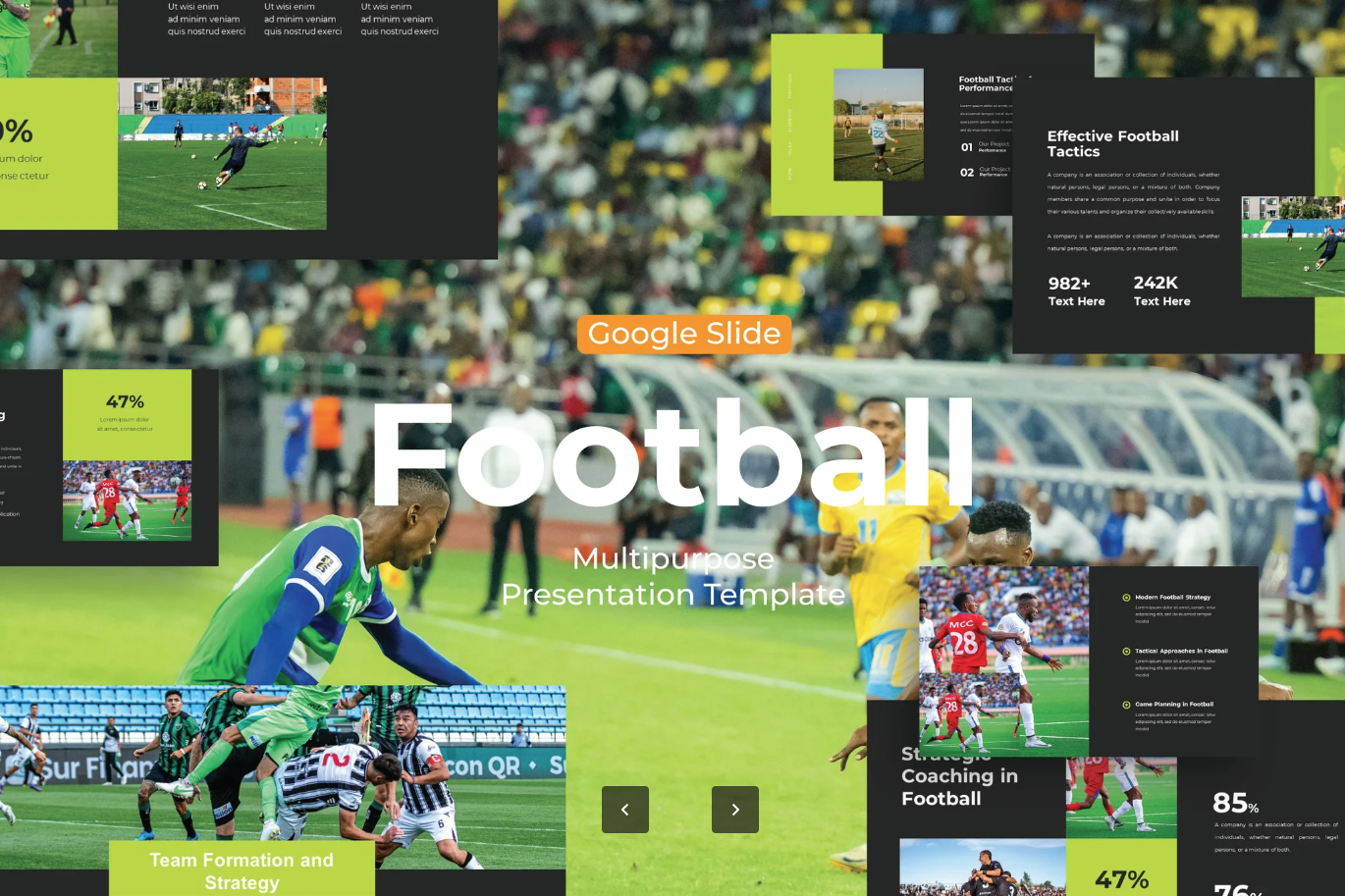 足球主题PPT模板 Google幻灯片可编辑 动态设计商务教学通用Football - Google Slide Template-演示喵HUB