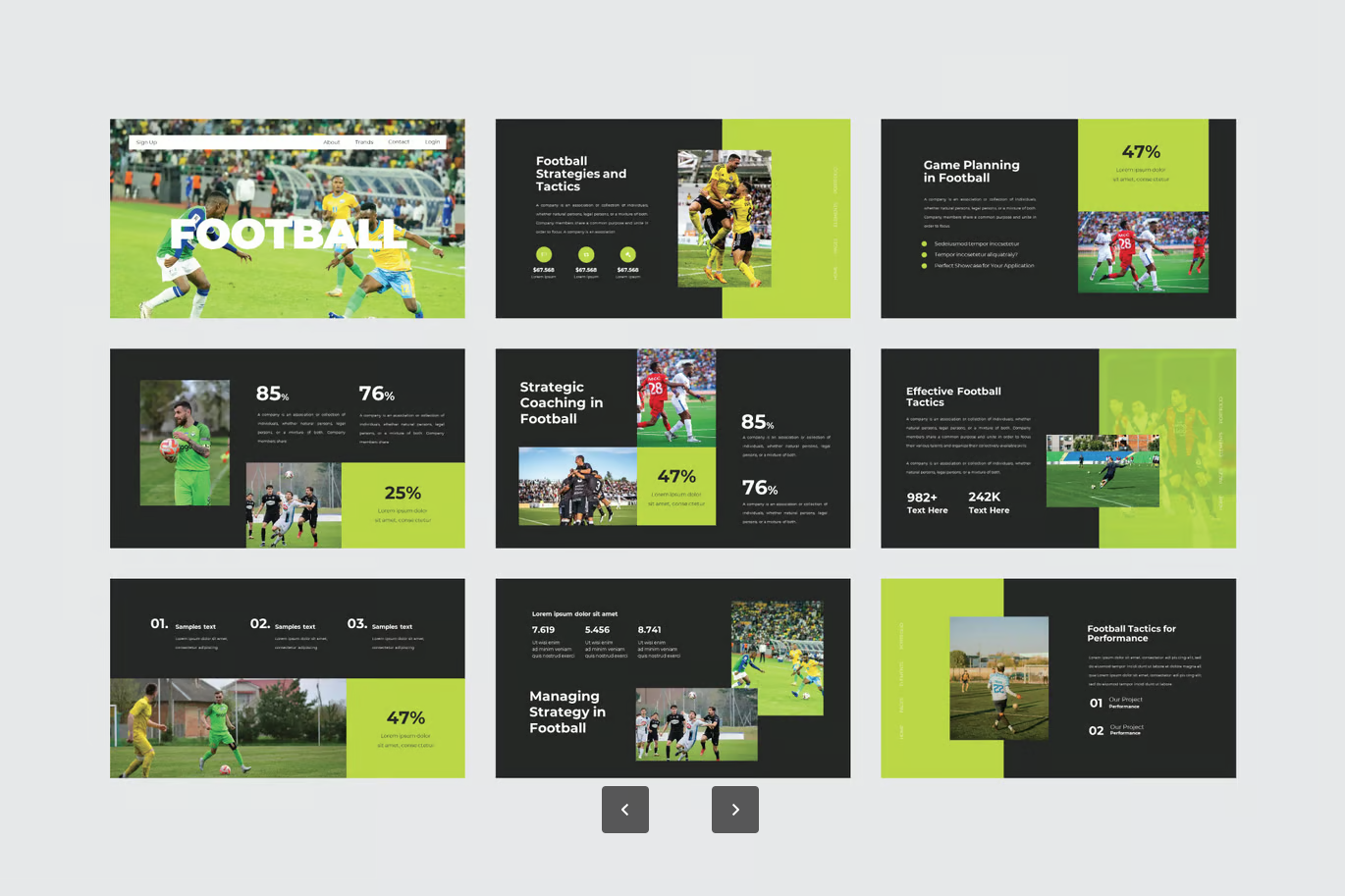 足球主题PPT模板 Google幻灯片可编辑 动态设计商务教学通用Football - Google Slide Template-演示喵HUB