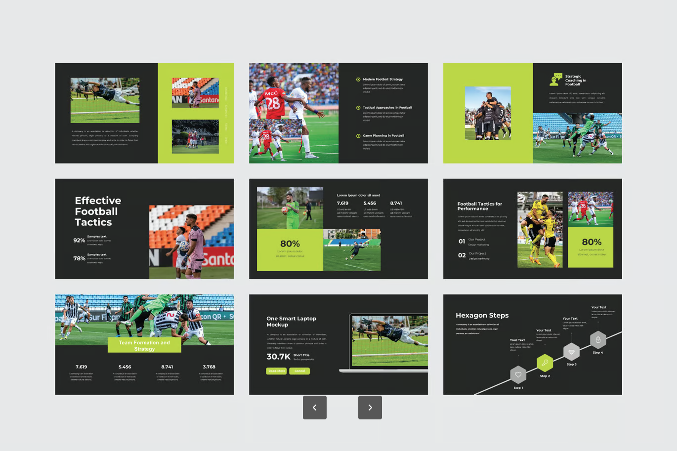足球主题PPT模板 Google幻灯片可编辑 动态设计商务教学通用Football - Google Slide Template-演示喵HUB