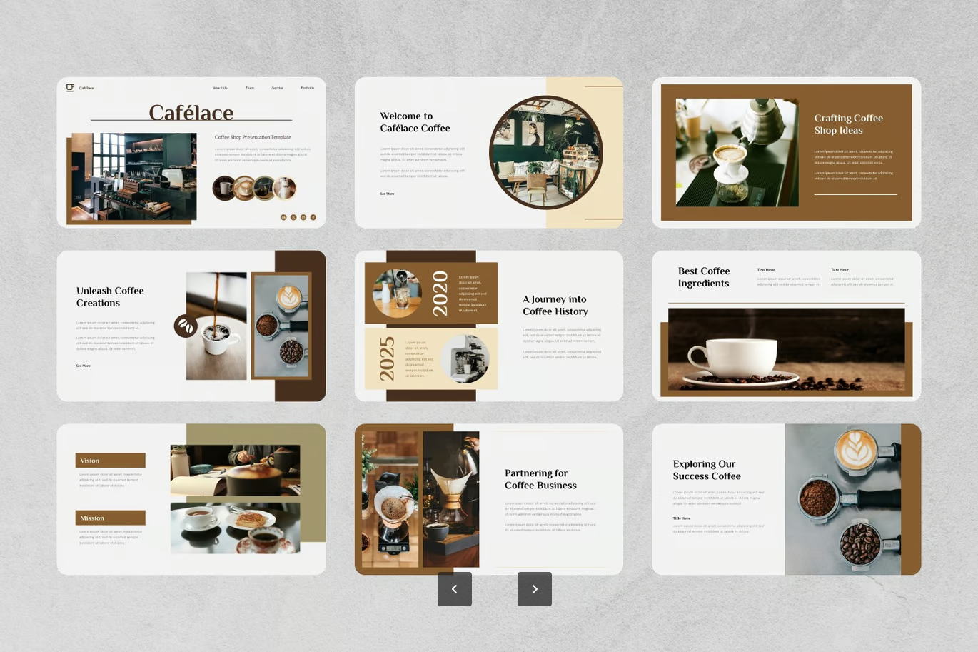 2025新款Cafelace咖啡店Google Slides高端商务风可编辑PPTX模板Cafelace - Coffee Shop Google Slides Template-演示喵HUB