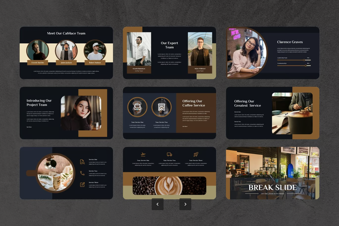 2025新款Cafelace咖啡店Google Slides高端商务风可编辑PPTX模板Cafelace - Coffee Shop Google Slides Template-演示喵HUB