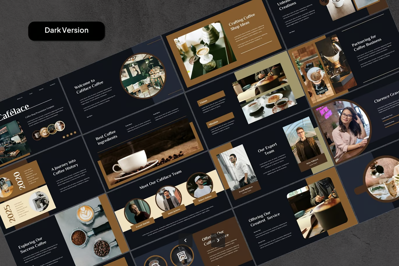 2025新款Cafelace咖啡店Google Slides高端商务风可编辑PPTX模板Cafelace - Coffee Shop Google Slides Template-演示喵HUB