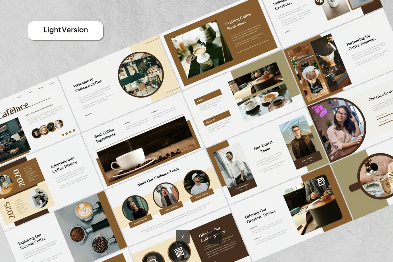 2025新款Cafelace咖啡店Google Slides高端商务风可编辑PPTX模板Cafelace - Coffee Shop Google Slides Template-演示喵HUB