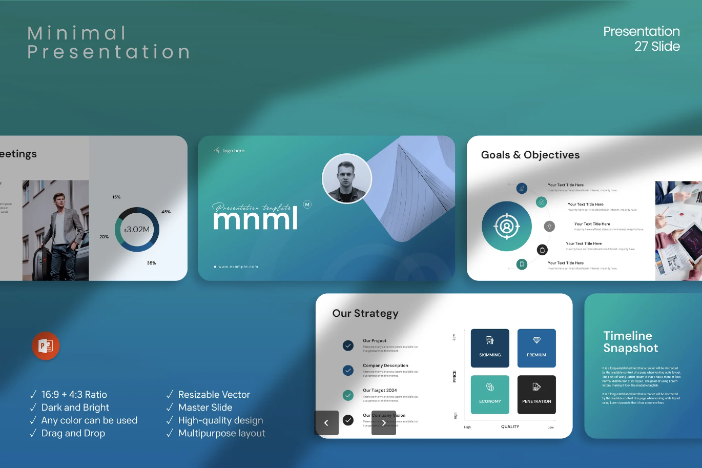 极简商务PPT模板高级感简约风可编辑Minimal设计演示文稿Minimal Simple Presentation Template-演示喵HUB
