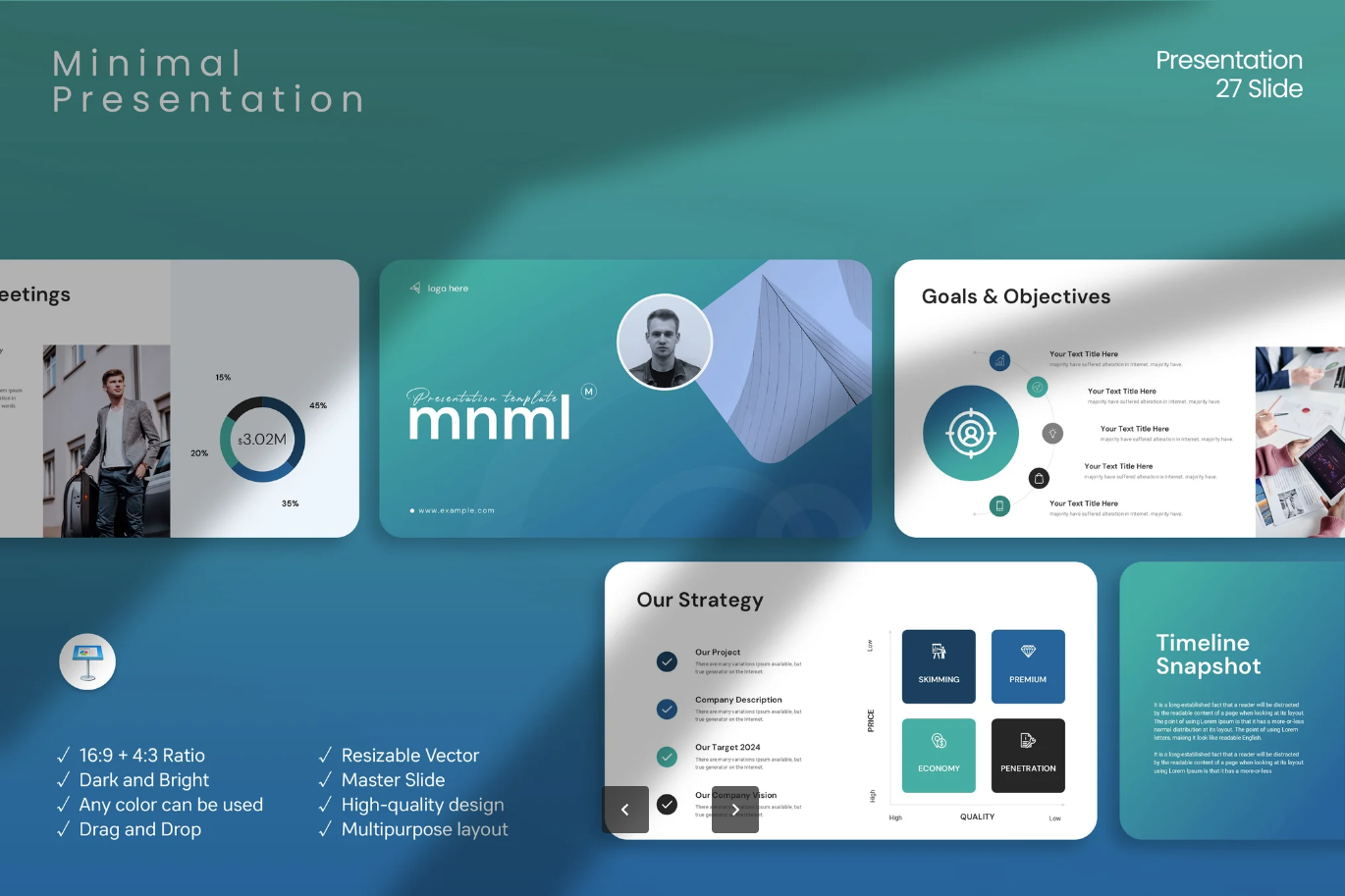 极简风高级感商务PPT模板可编辑ins风扁平化设计职场必备Minimal Simple Presentation Template-演示喵HUB