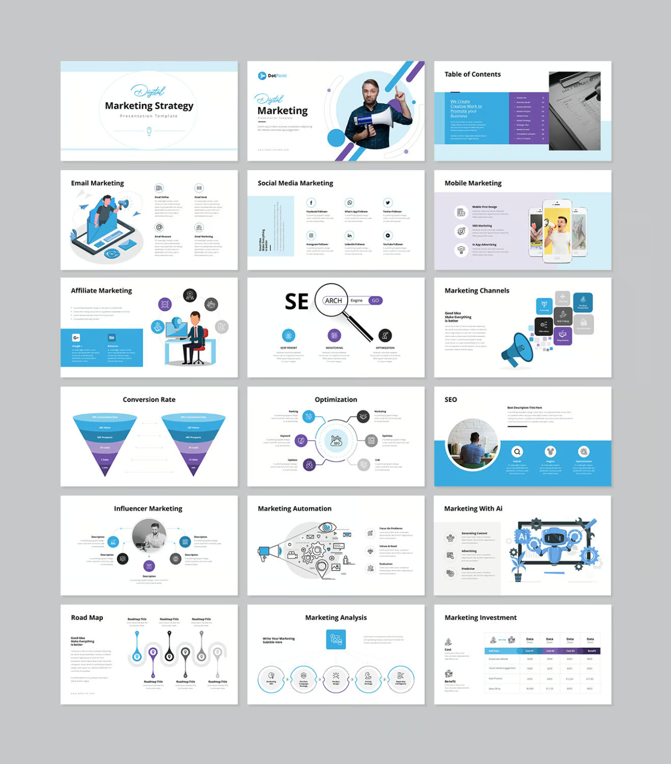 Keynote商务风PPT模板高端大气可编辑动态特效年终总结Digital Marketing Keynote Presentation Template-演示喵HUB