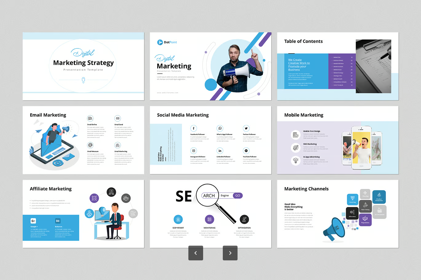 Keynote商务风PPT模板高端大气可编辑动态特效年终总结Digital Marketing Keynote Presentation Template-演示喵HUB