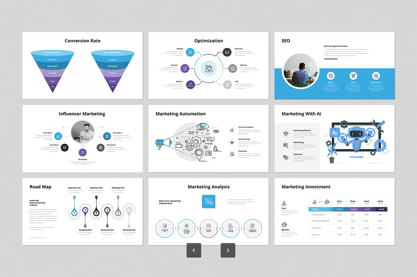Keynote商务风PPT模板高端大气可编辑动态特效年终总结Digital Marketing Keynote Presentation Template-演示喵HUB