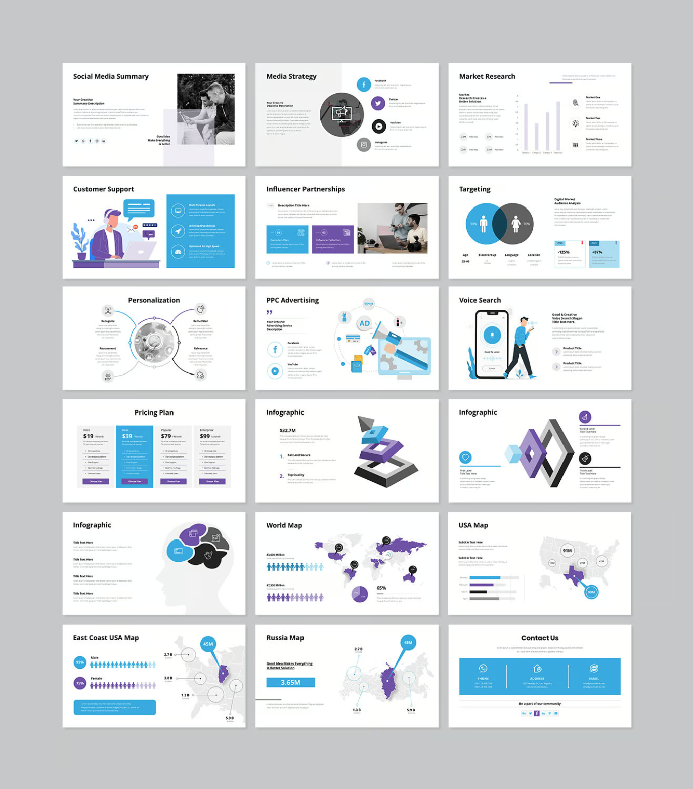 Keynote商务风PPT模板高端大气可编辑动态特效年终总结Digital Marketing Keynote Presentation Template-演示喵HUB