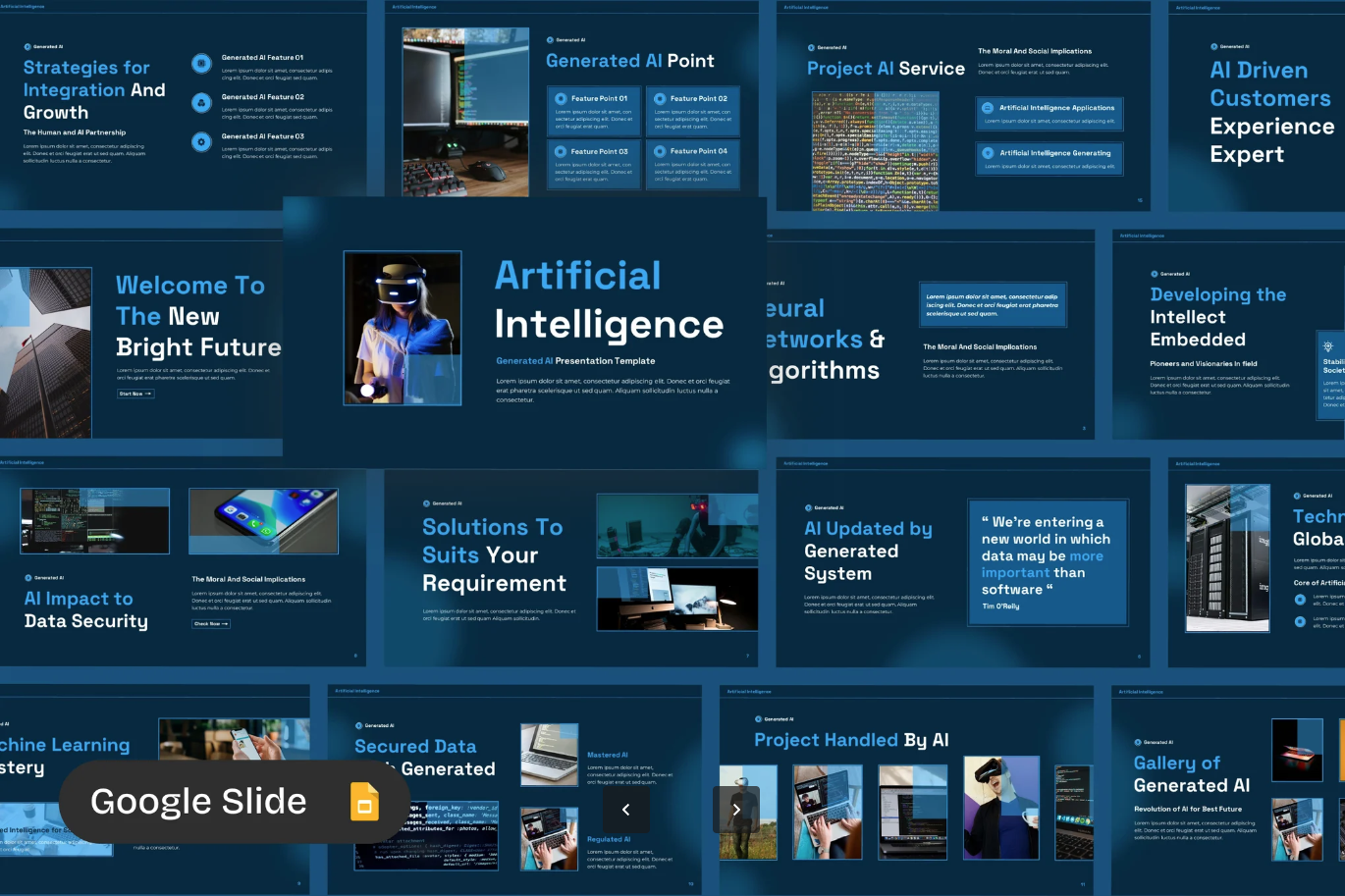 AI人工智能PPT模板商务科技风可编辑含动态图表毕业答辩Artificial Intelligence-演示喵HUB