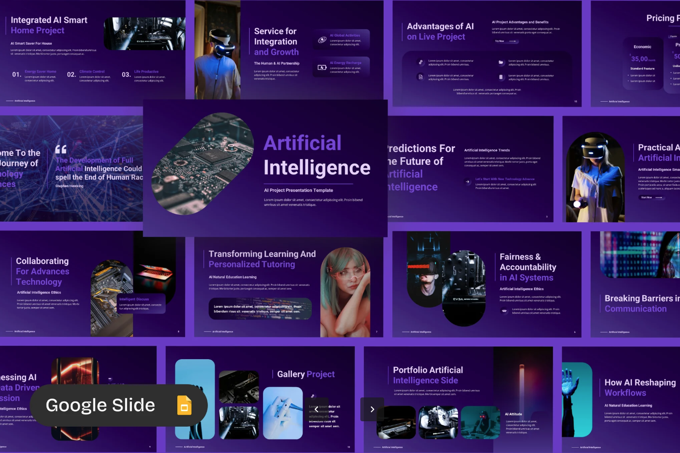 AI人工智能科技感PPT模板36页动态可编辑毕业答辩商业计划Artificial Intelligence-演示喵HUB