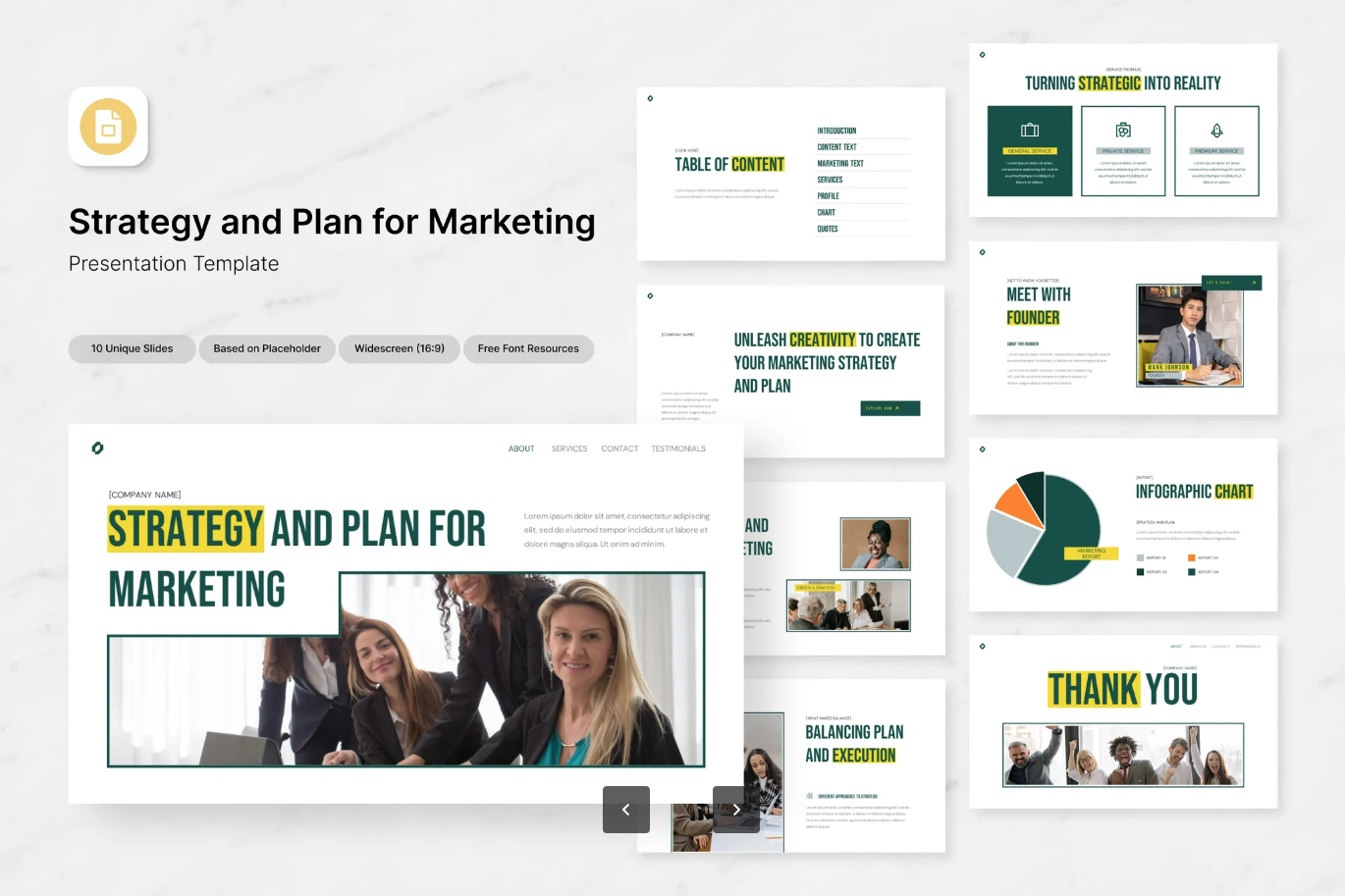 2024营销策划PPT模板Google幻灯片商务高端可编辑动态设计Strategy and Plan for Marketing Google Slides-演示喵HUB