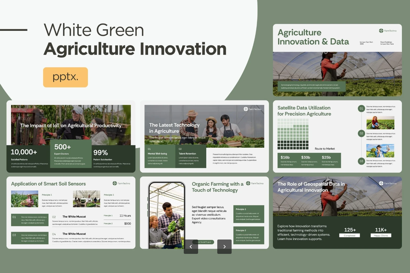 现代农业白绿清新PPT模板乡村振兴可编辑原创高端商务汇报课件White Green Agriculture Innovation-演示喵HUB