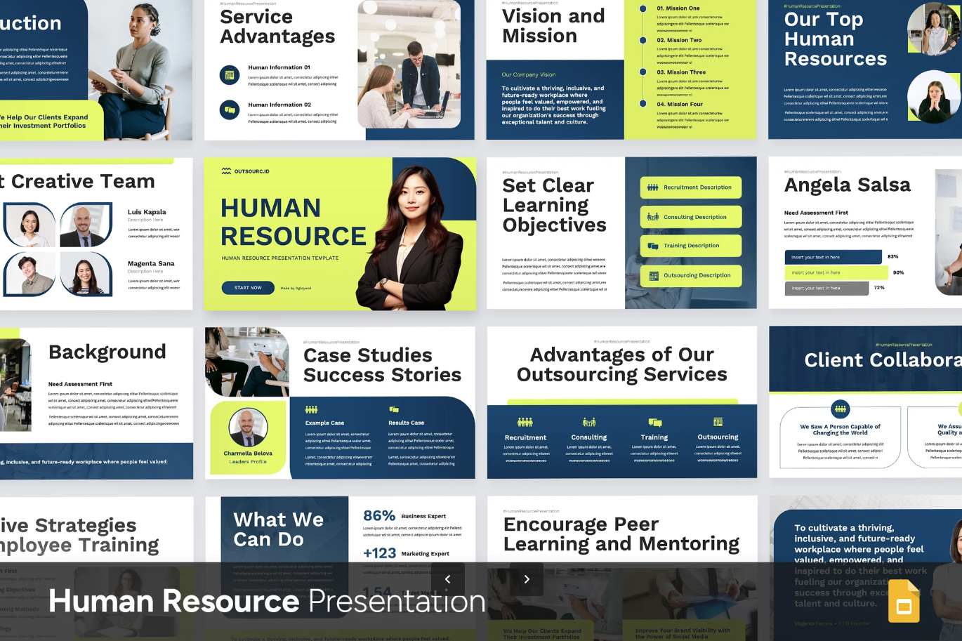 HR人力资源PPT模板 Google幻灯片可编辑高端商务招聘培训年终总结Human Resource Google Slides-演示喵HUB