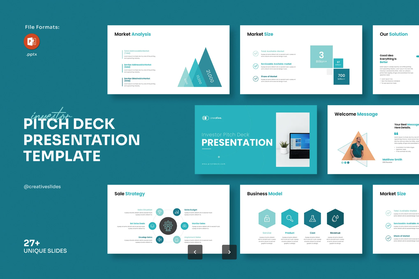 投资人路演PPT模板Pitch Deck可编辑融资商业计划书专业设计Investor Pitch Deck Presentation Template-演示喵HUB