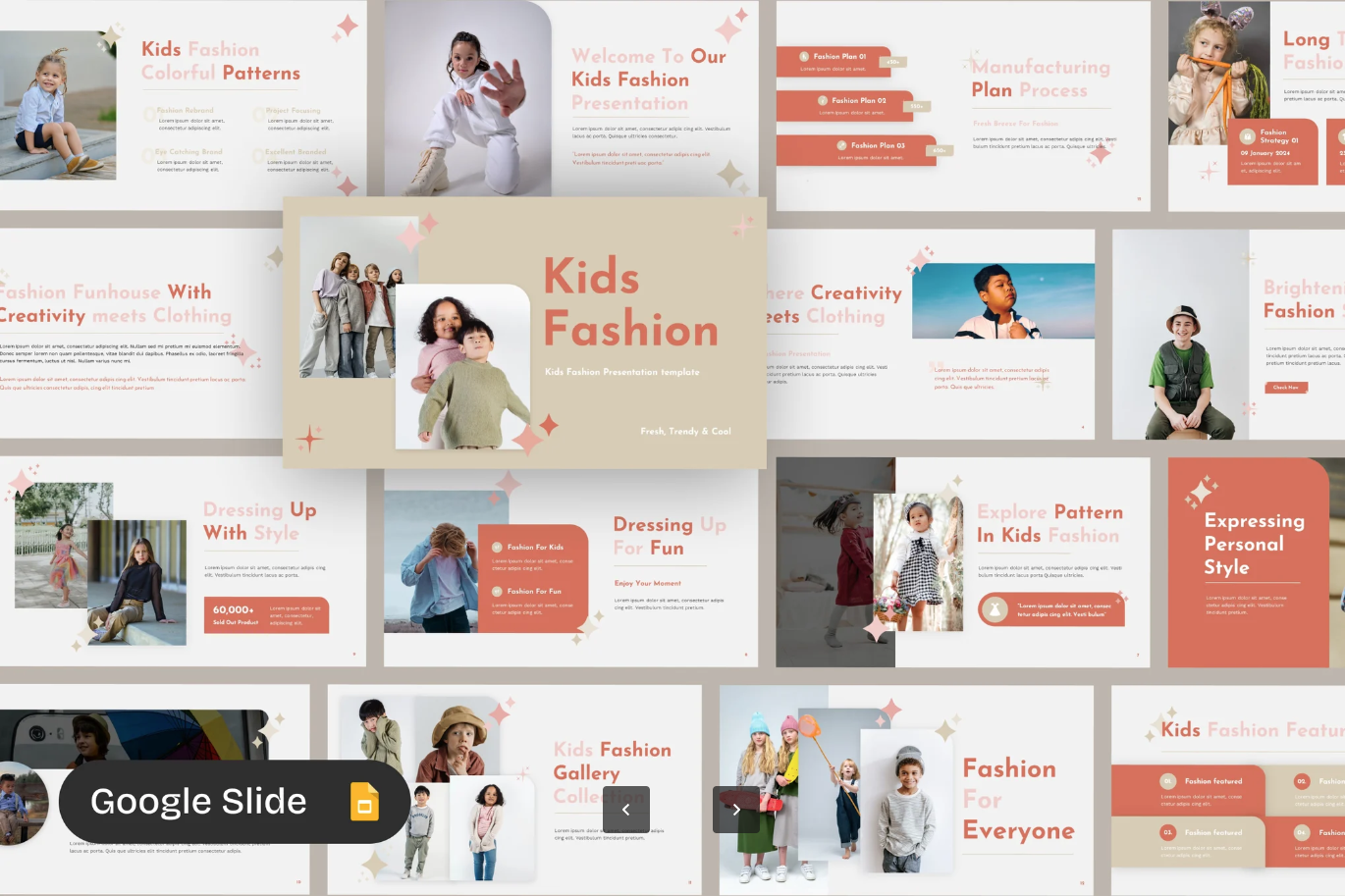 2025新款儿童时尚PPT模板可编辑卡通童装发布会课件ins风设计素材Kids Fashion-演示喵HUB