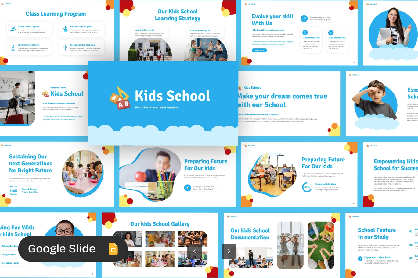 卡通儿童PPT模板幼儿园小学开学季家长会动态可编辑创意课件Kids School-演示喵HUB
