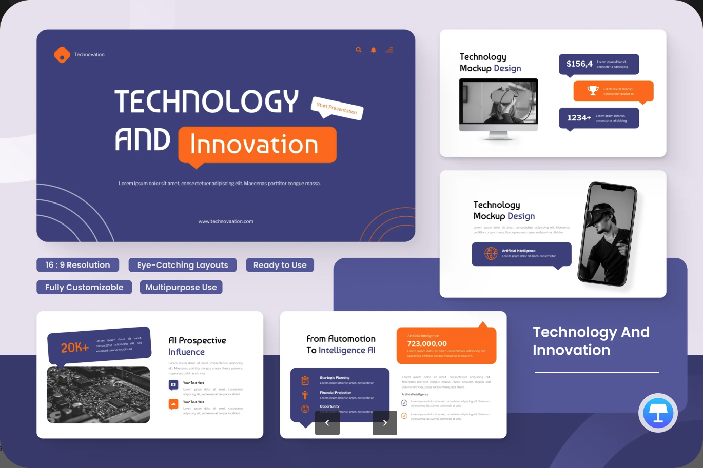 科技风动态PPT模板商务汇报高端可编辑3D创意设计Technology And Innovation-演示喵HUB