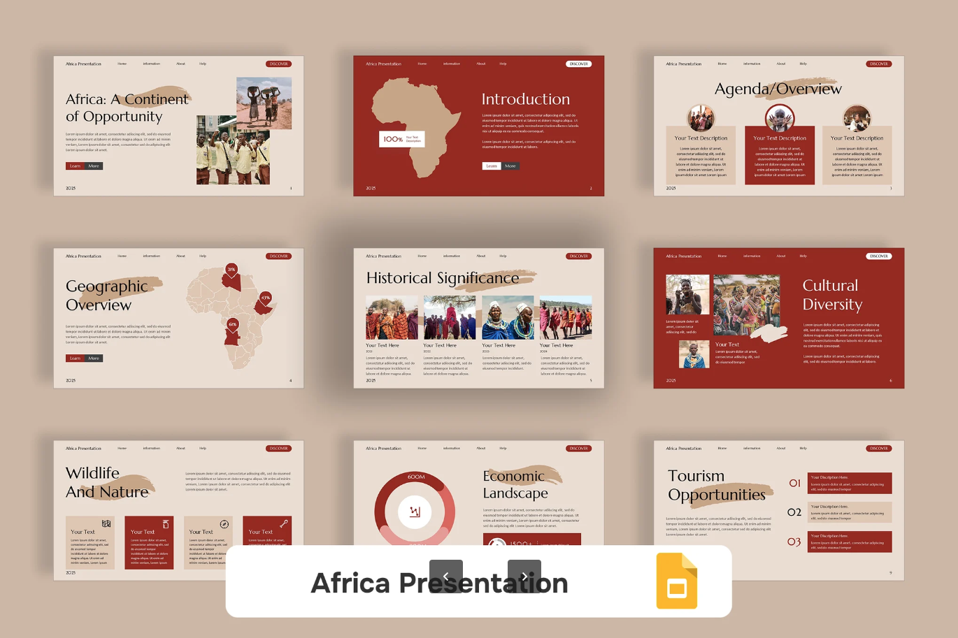 非洲人口数据PPT模板高端商务动态图表可编辑学术汇报演示素材Africa Demography-演示喵HUB