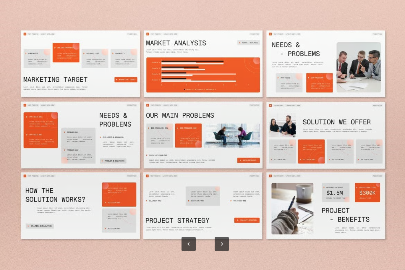 白橙现代风项目提案PPT模板GoogleSlide可编辑高清1080PWhite Orange Modern Project Proposal Google Slide-演示喵HUB