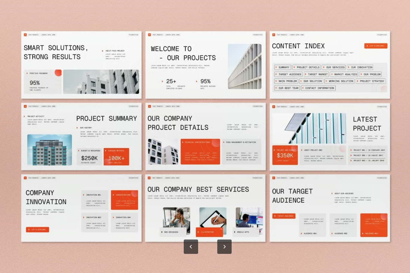 白橙现代风项目提案PPT模板GoogleSlide可编辑高清1080PWhite Orange Modern Project Proposal Google Slide-演示喵HUB