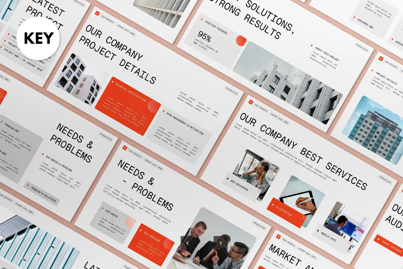 商务风橙白PPT模板Keynote可编辑现代简约大气毕业答辩提案套装White Orange Modern Project Proposal Keynote-演示喵HUB