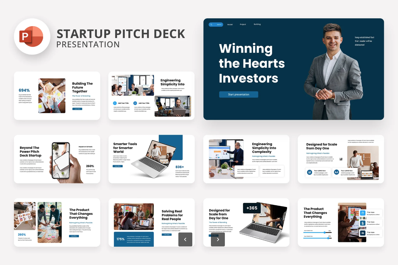 Startup Pitch Deck可编辑创业路演PPT模板极简风商业计划书投资人专用Startup Pitch Deck-演示喵HUB