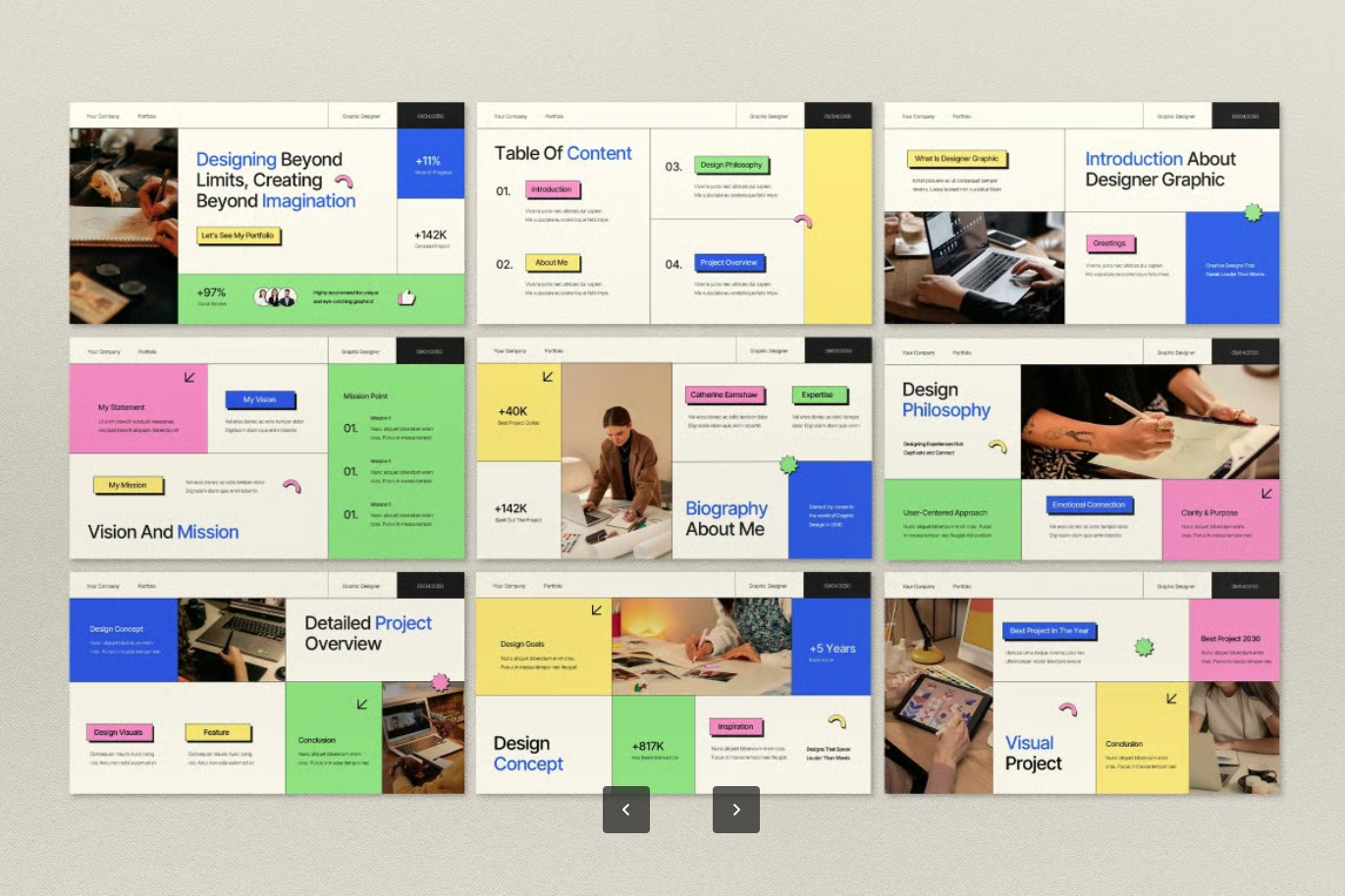 设计师专用Cream作品集Keynote模板商务风简约高级PPT创意设计Cream Portfolio Graphic Designer Keynote-演示喵HUB