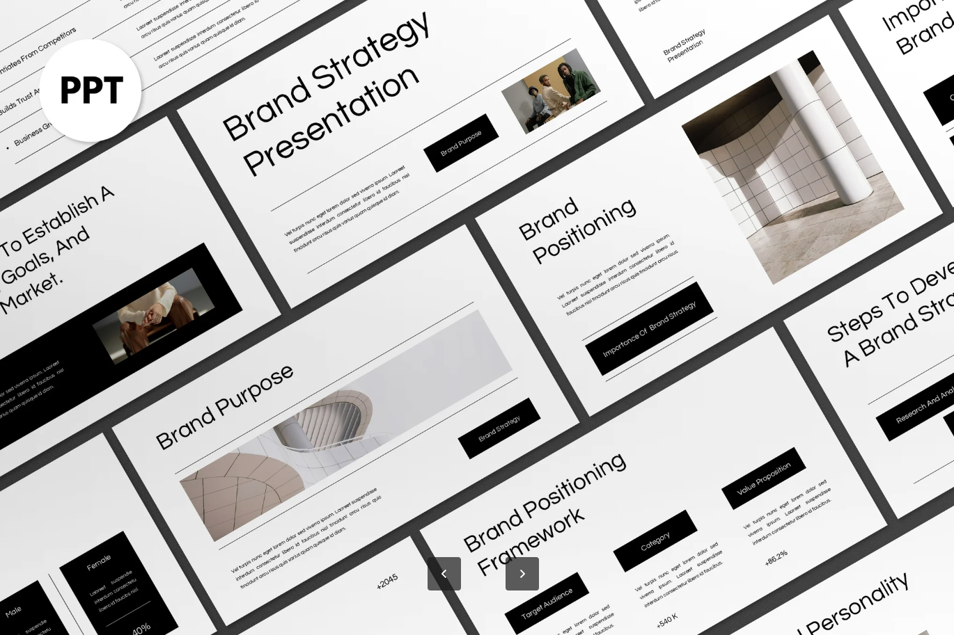 2024极简黑白品牌战略PPT模板高级感可编辑设计师款White Black Minimalist Brand Strategy PPT-演示喵HUB