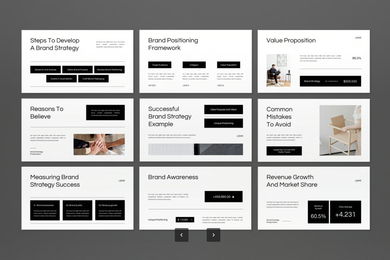 2024极简黑白品牌战略PPT模板高级感可编辑设计师款White Black Minimalist Brand Strategy PPT-演示喵HUB