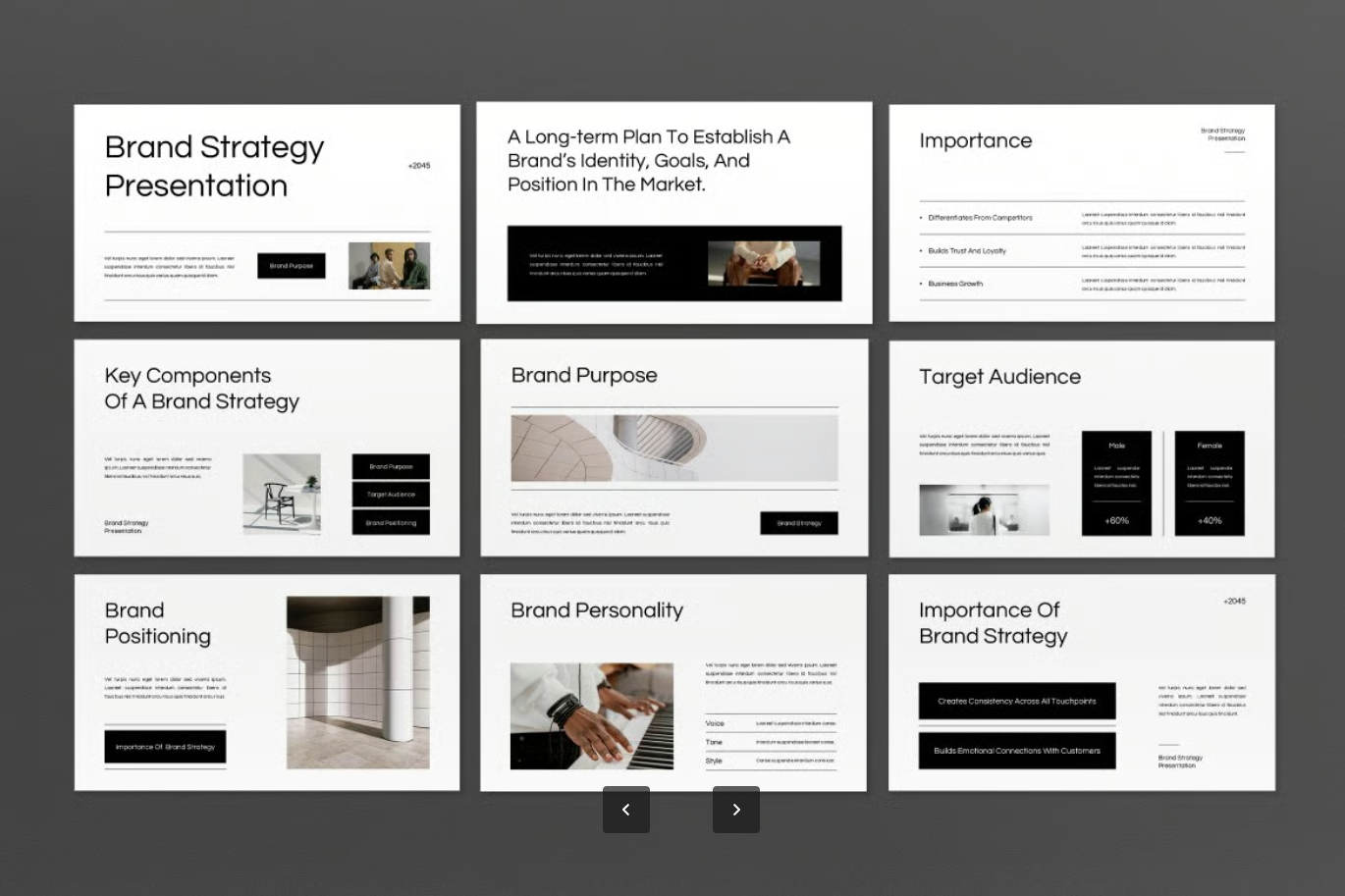 2024极简黑白品牌战略PPT模板高级感可编辑设计师款White Black Minimalist Brand Strategy PPT-演示喵HUB