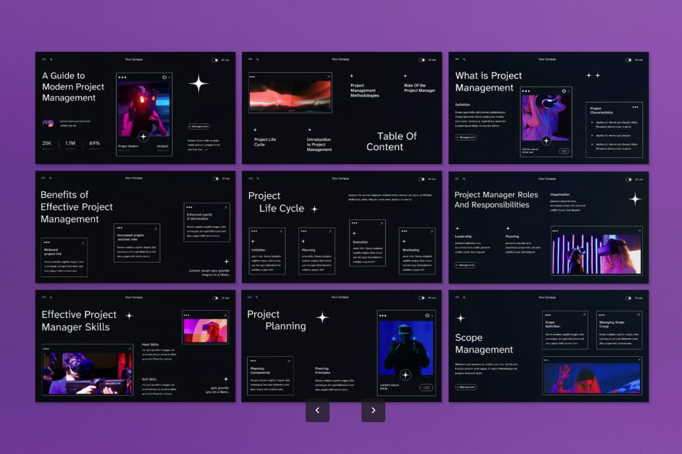 可编辑商务PPT模板现代风高级感项目管理年终总结汇报工作Black Modern Project Management PPT-演示喵HUB