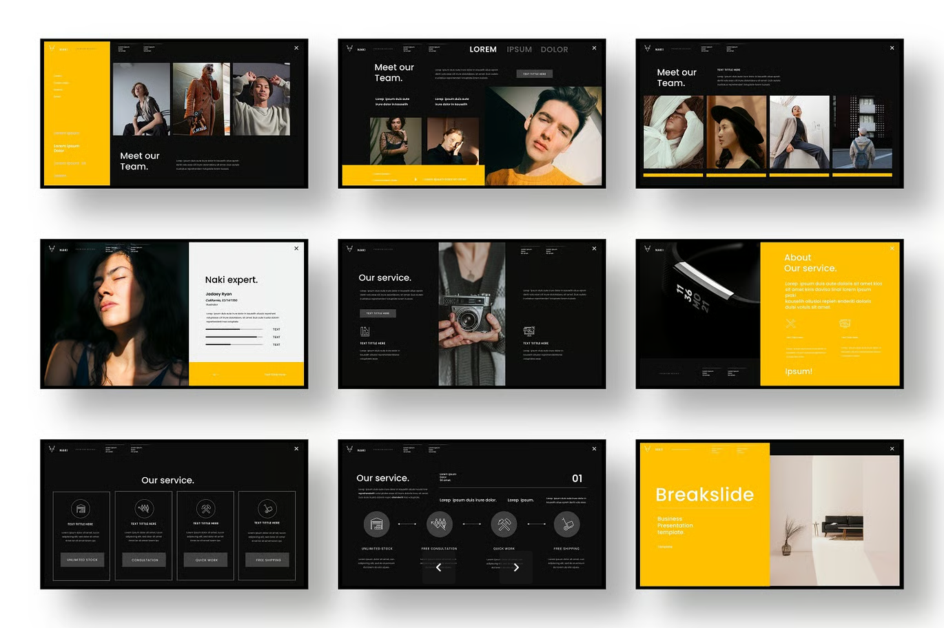 高端商务Keynote模板企业级汇报答辩年终总结创意简约可编辑Naki – Business Keynote Template-演示喵HUB
