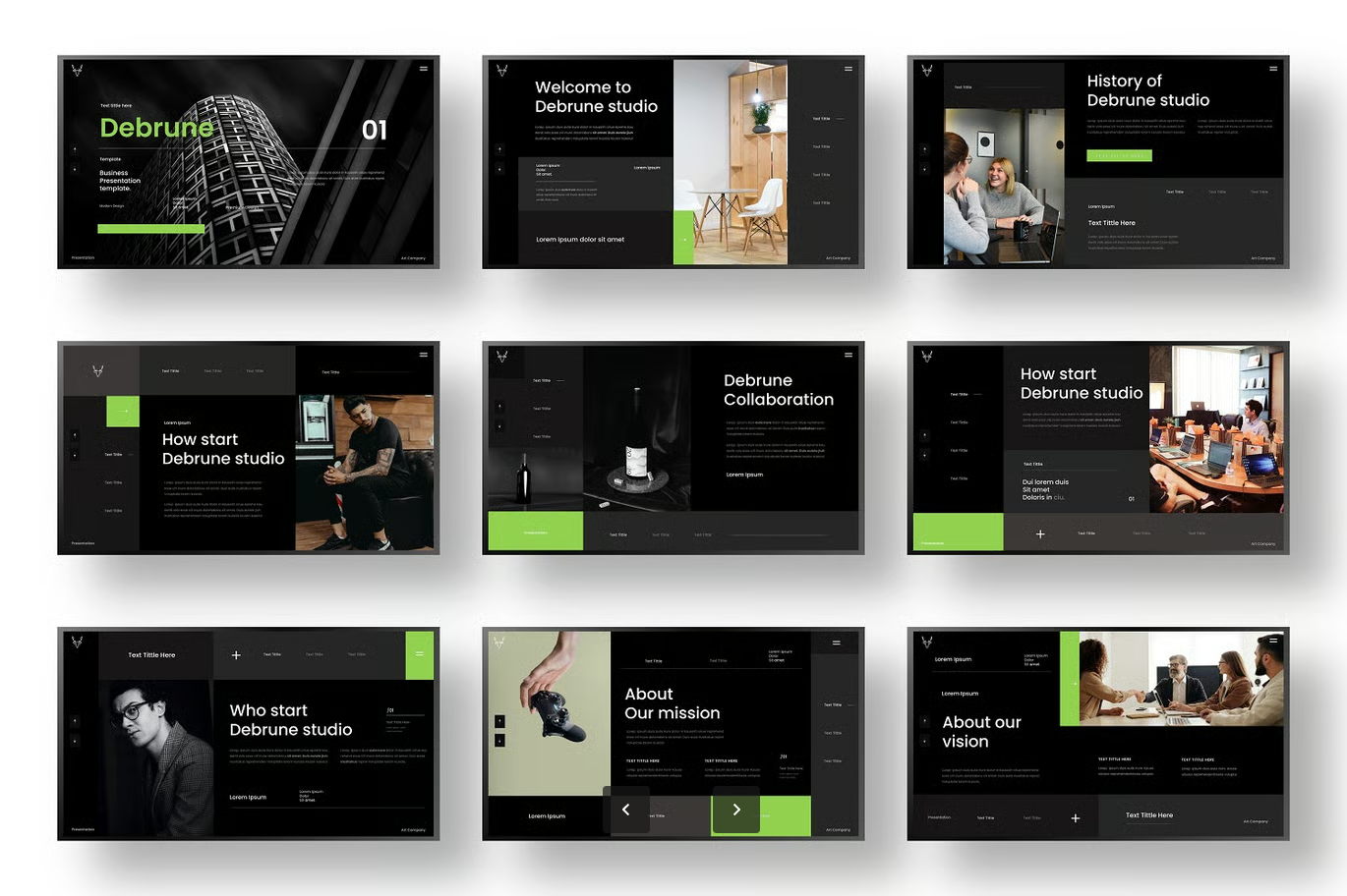 Debrune深色商务PPT模板高端企业级可编辑图表动画全套装Debrune – Business PowerPoint Template-演示喵HUB
