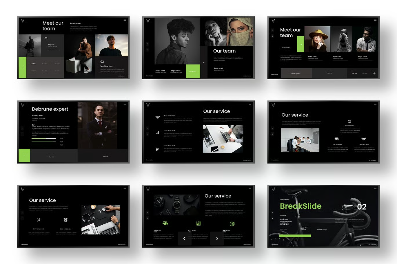 Debrune深色商务PPT模板高端企业级可编辑图表动画全套装Debrune – Business PowerPoint Template-演示喵HUB